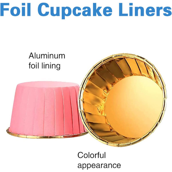 50ST Folie Metallic Cupcake Former Rosa Bakekopper
