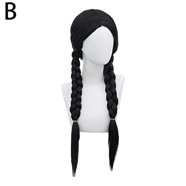 Barne Jenter Onsdag Addams Parykk Lang Rett Midtskill Varme R blackA bangs
