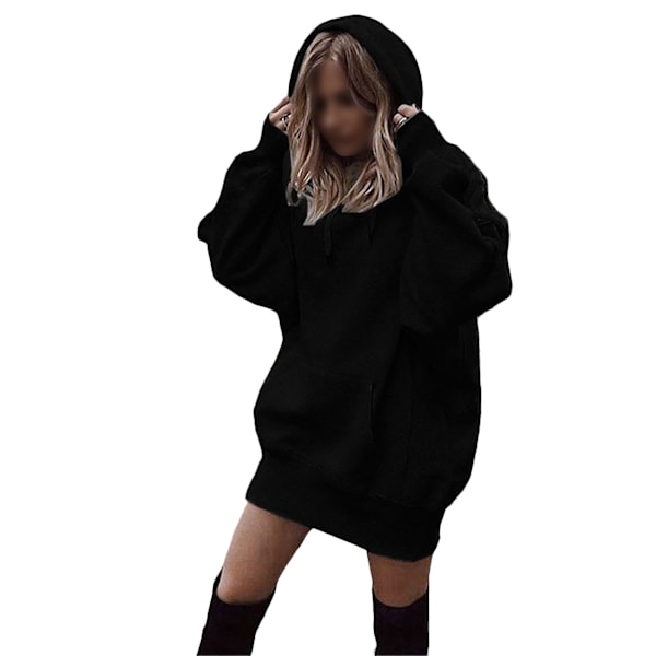 Dam lös tröja T-shirt med luvtröja för dam black,S