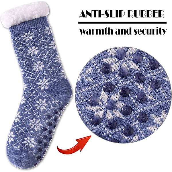 Dam Vinter Fuzzy Slipper Sockor Halkfri Mjuk Mysig Fleece Foder Stickad Tjock Varma Julstrumpor