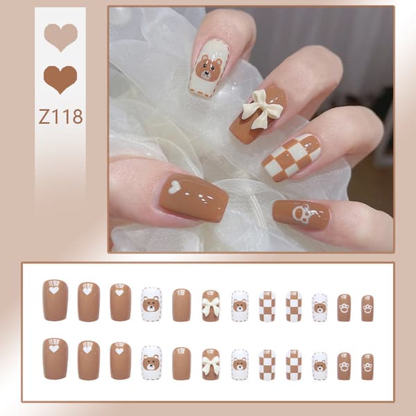 24 stk. Bær Langt Afsnit Mode Manicure Patch Falske Negle Bær
