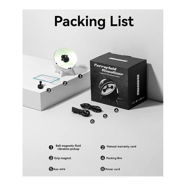 Magnetisk Væske Pickup Musikk Rytme Lys - Visualisert Skrivebordsdekorasjon, Hjemmedekorasjon Høyttaler Lydpartner Lys Svart