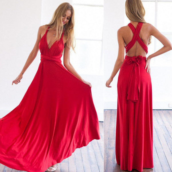 Flera slitage-rep Cross Backless Sexig Bandage One-Piece Klänning ång Klänning Champagne L