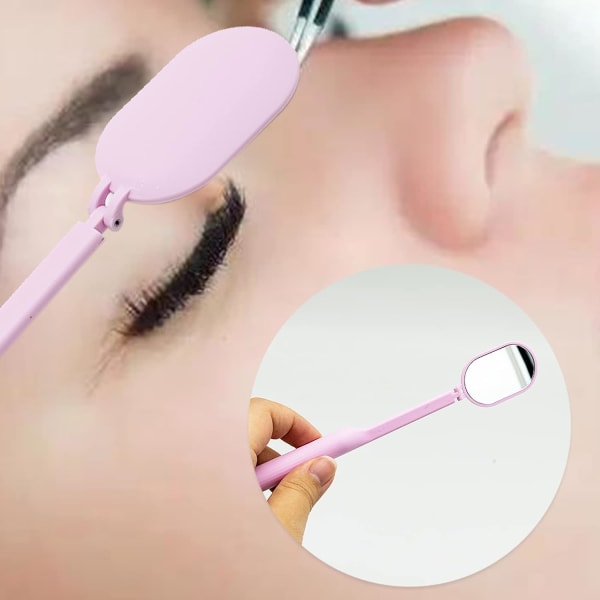 Ögonfransförlängningsspegel Lash Mirror Justerbar hopfällbar inspektionsspegel False Lash Extensions Tillbehör rosa pink