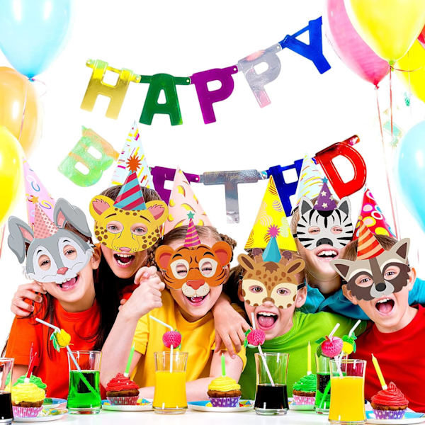 10 st Animal Party Favor Masks Safari Jungle Filt Mask för barn