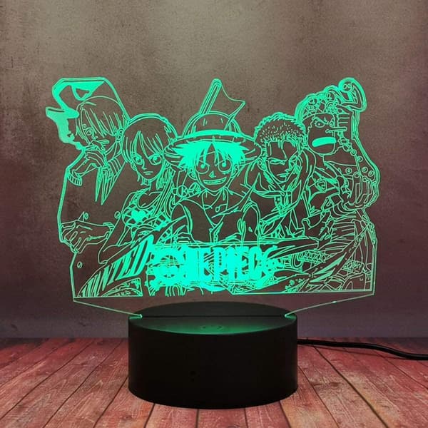 One Piece Luffy 3D Illusion Night Light Lamp Smart Touch, RG