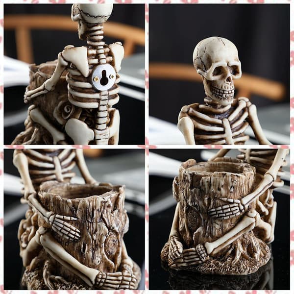 Skull Pennhållare Sminkborstehållare Creative Skeleton Tandborste