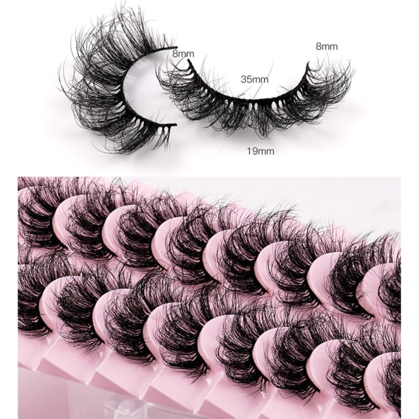 10 Par Mink Ögonfransar 3D Mink Fransar Tjocka Handgjorda Helremsa Fransar Grymhetsfria Mink Fransar Lösögonfransar Makeup A