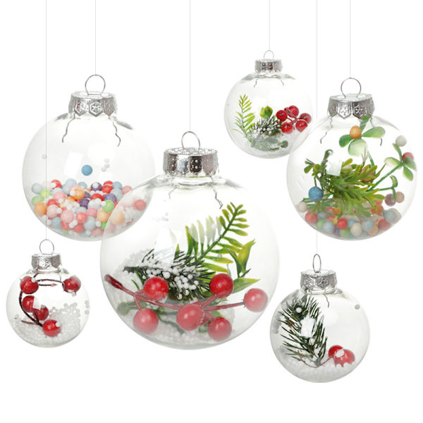 6 st Delikat Transparent Ball Ornament Plast Dekorativ Ball Set Party Supplies
