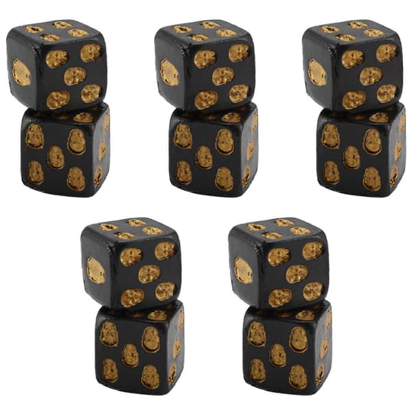 Kranie terninger 6-sidet knogle unik gave gamer til rollespil brætspil til Halloween, 10 stk sort