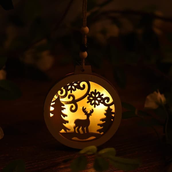 Trä Älg Juldekoration Present - LED Trä Ren Orname