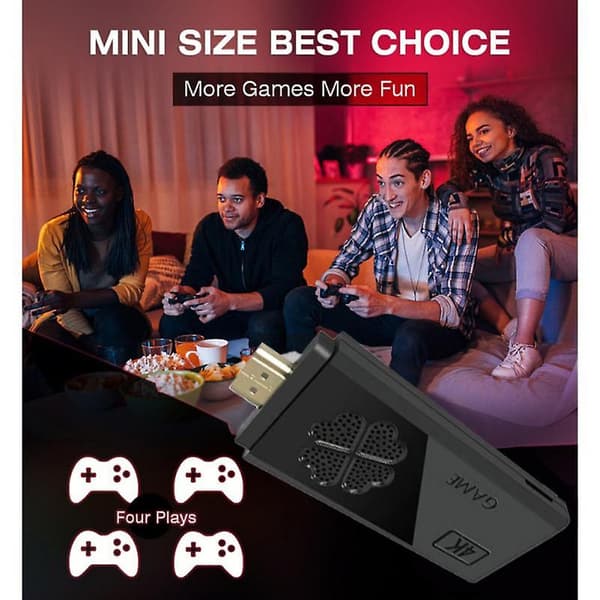 Videospilkonsol 2,4 g dobbelt trådløs controller Game Stick 4k 10000 Black 64G