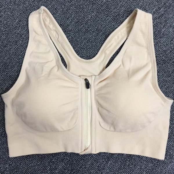 Kvinnor Sport-BH High Impact Front Fäst Dragkedja Trådlös Post Surgery Support Tränings-BH Full täckning öp-BH Gray L