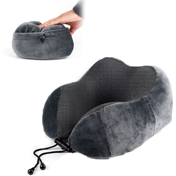 Reisepute - 100% Memory Foam Nakkestøtte med oppbevaring