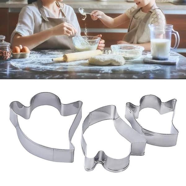 3 stk rustfritt stål Halloween Ghost Cookie Cutters kakefondantform