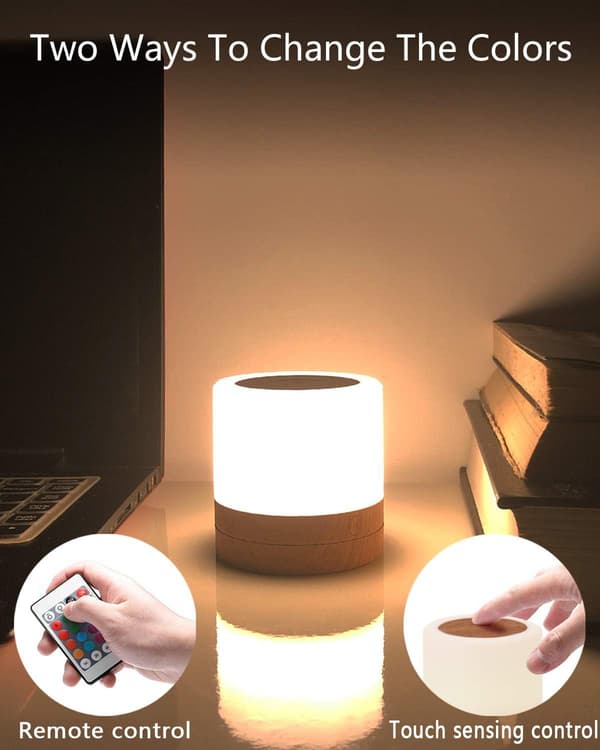 Mini LED Nattlys, Fargerik sengelampe, Touch Nattlys
