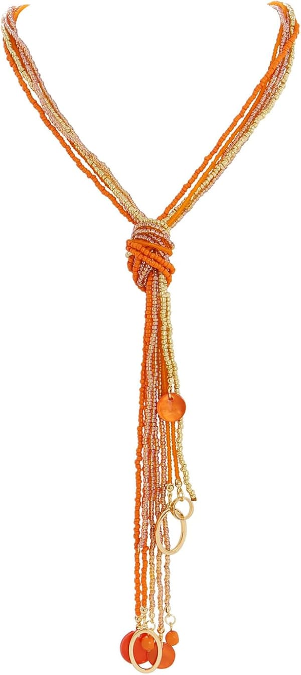 Lang Seed Beaded Multi Strand Halskæde, 10 Multiple Statement Lang Bib Halskæde