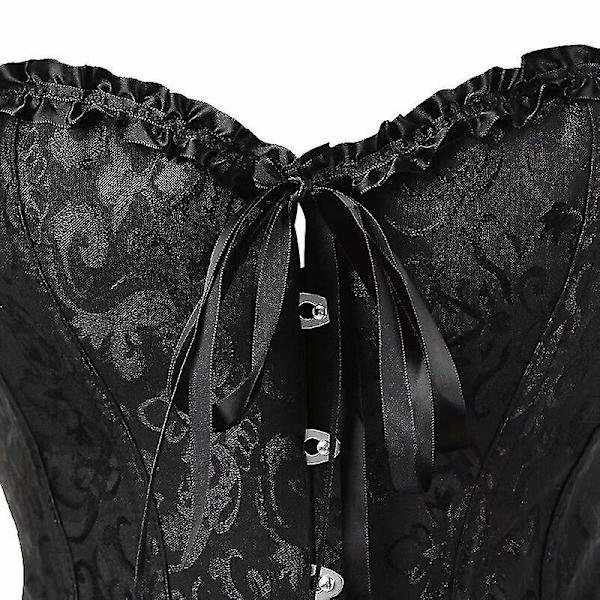 Seksikkäät naiset Bustier Korsetti Kukka Nyöritys Korsetti Toppi Luullinen Vyötärövalmentaja Alusvaatteet Overbust Korsetit Vartalon Muotoilija Plus Koko, ruskea XXL