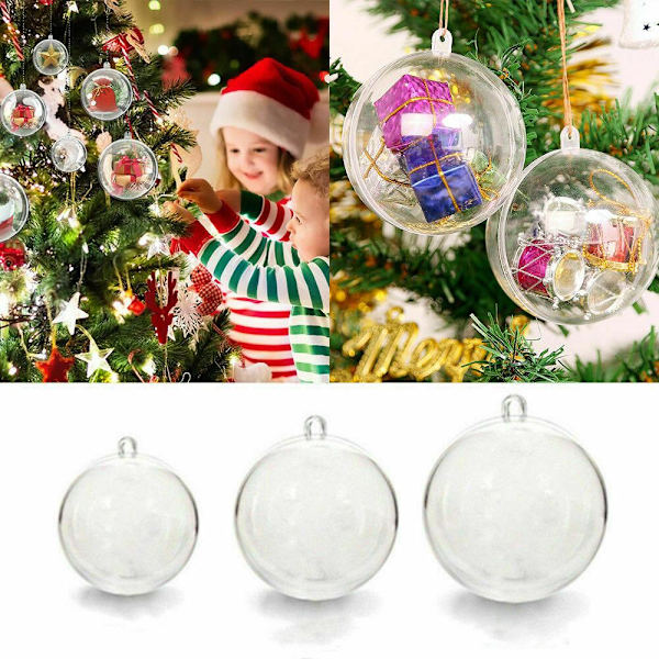 15 ST Klar Kuglepynt Kule Tom Fyldbar Juletræ 30pcs Clear open balls 6CM