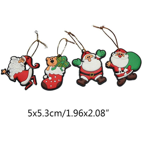 4 stykker miniharts juletrepynt Engel, snømann