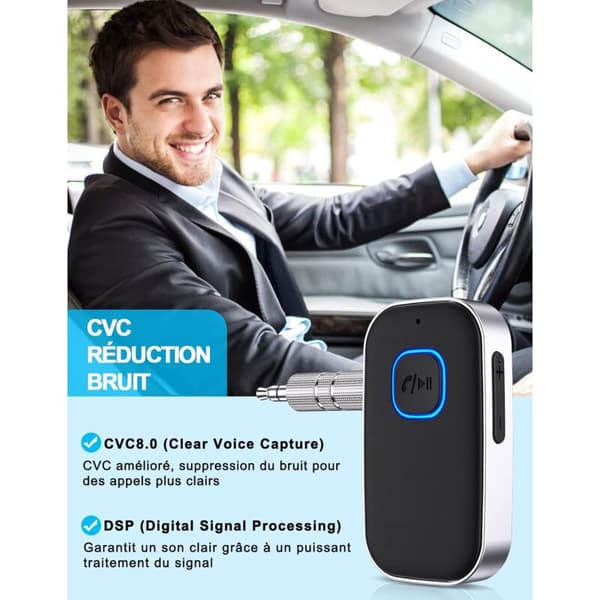 Bluetooth 5.0 Bilmottaker, Bluetooth Adapter for Bil 3.5mm AUX-kontakt