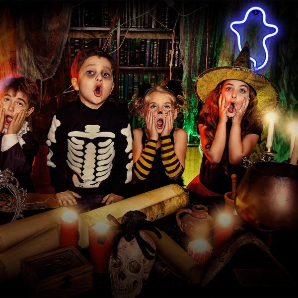 Halloween neonkyltti Halloween koriste neonvalo LED-kyltti seinäkoristeeksi Halloween-juhliin Lastenlahja Olohuone Makuuhuone Syntymäpäivä Baari sininen