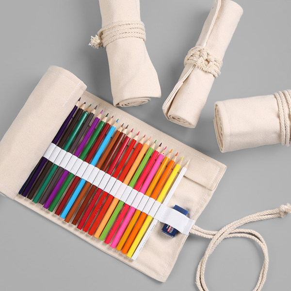 12/36/72 Fack Canvas Pencil Wrap Pouch Roll up Pennhållare för case för Student Konstnär Ritning Färgläggning Organizer Statio null - A 72 holes