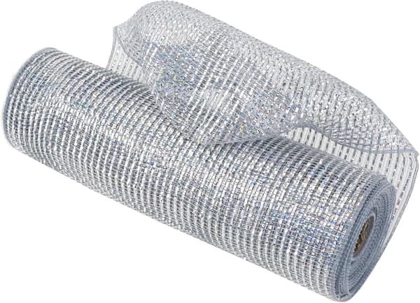 Silver Mesh Band Silver Deco Mesh Ribbon 10 tum Bred Silver Mesh Band för