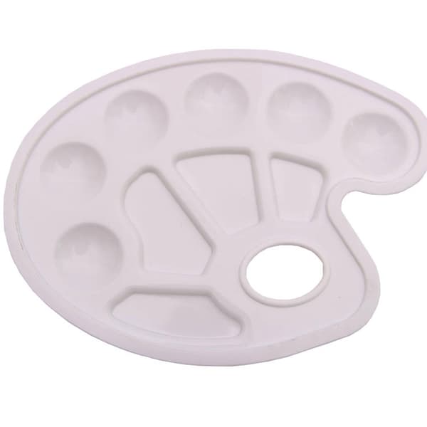 Sett med 4 ovale fargede plastmalingsbrett