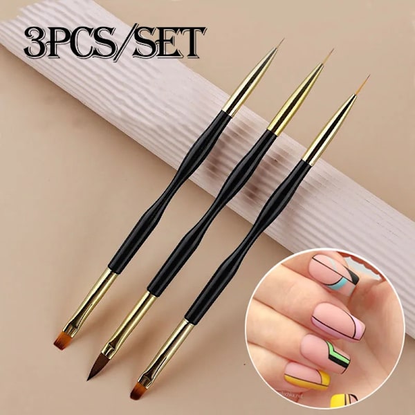 3 st Nagel Eyeliner borste Set