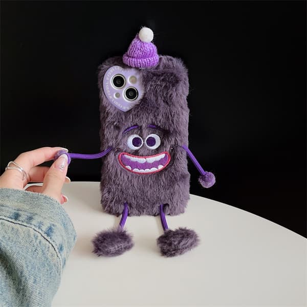 Violetti hauska pehmohirviöpuhelinkotelo, iPhone14