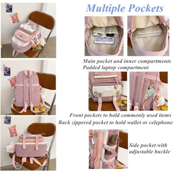 Kawaii Rygsække til Piger, Teenagere Casual Daypack (Lilla)