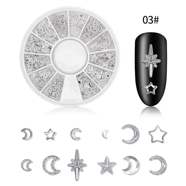Neglestuds Hul Metall Måne Stjerne