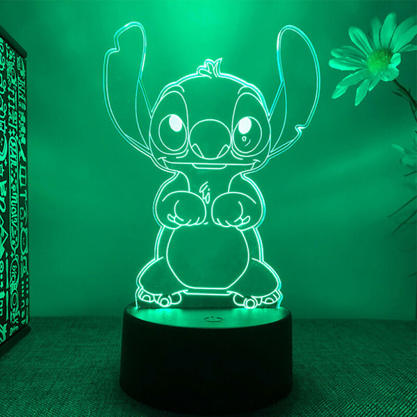 3D Cartoon Stitch Nattljus 7 Färgbyte LED-lampa Touch