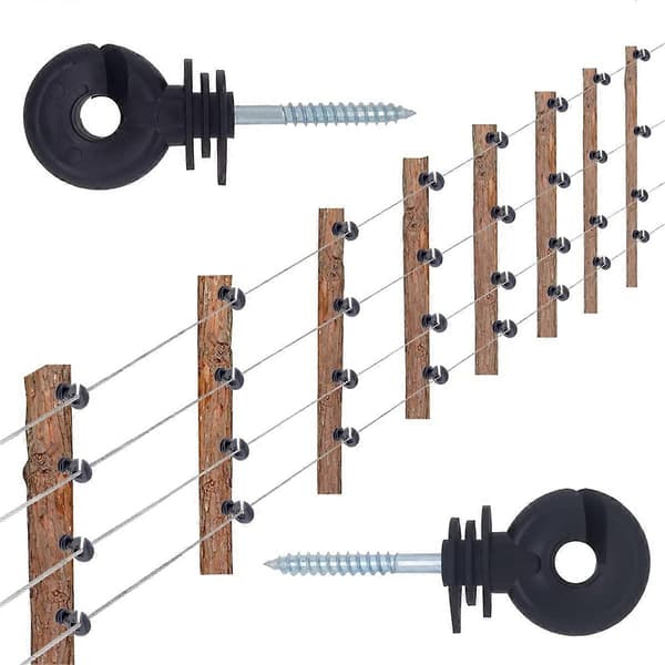 Elektrisk gjerdeisolator Skrueisolator Gjerdering Stolpe Trepostisolator med isolatorverktøy, 100 STK, B