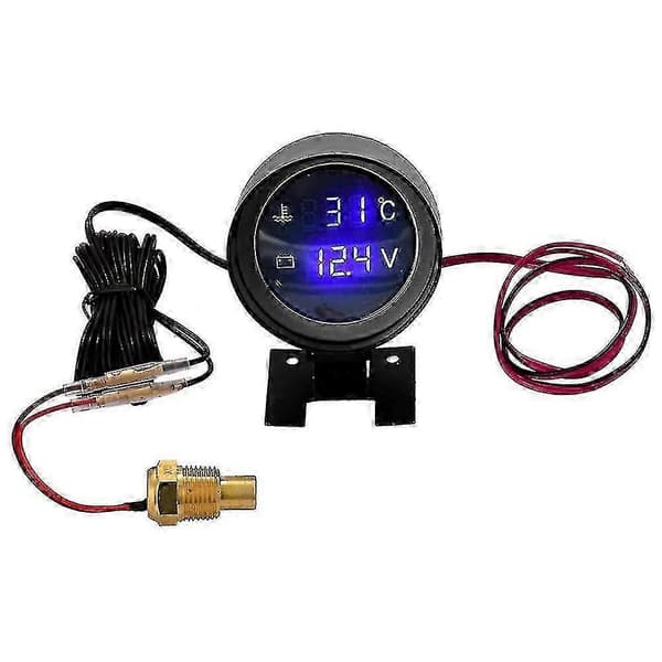 2 i 1 Bil Vandtemperatur Måler HD LCD Display Voltmeter Temperatur Måler til Køretøj