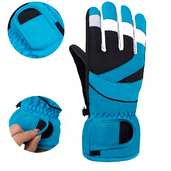 Skidsnöhandskar för barn Vinter Kallt väder Vindtät Varm blue 22cm