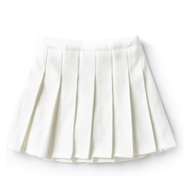 Flickor med hög midja veckad dragkedja i tennisstil Skater-minikjol (barn) White 170cm  15-16 Years