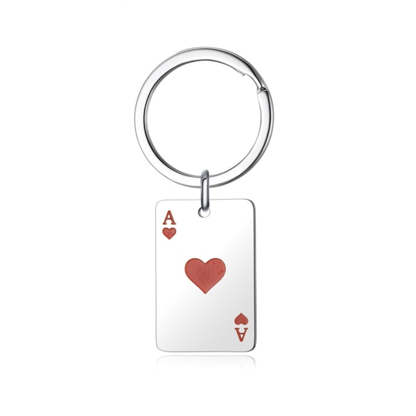 Unisex mode Lucky Ace of Spades Halsband Nyckelring, Silverhänge för män, Rostfritt stålhus, Fortune Cards R1