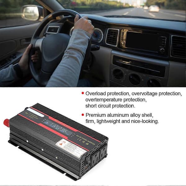 1000W Bilstrømspenningsomformeromformer 12V til 110V LCD-skjerm