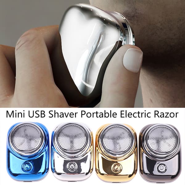 Mini Shave Bærbar elektrisk barbermaskine til mænd USB Genopladelig Silver