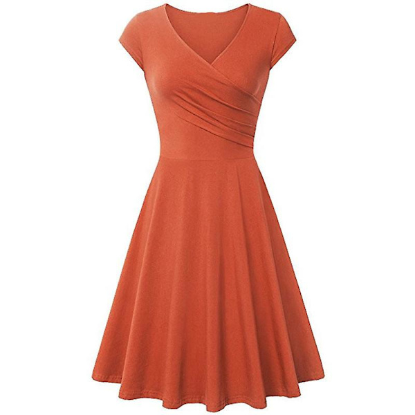 Kortärmad omlottklänning för kvinnor Orange 4XL
