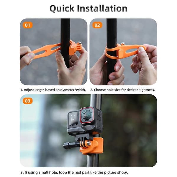 Actionkamerafeste Justerbar Mini Fleksibel Brakett for Action 5 Pro 13 Go 3S Tilbehør Svart