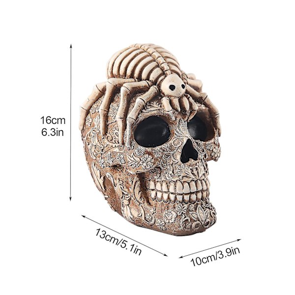 Halloween Skulptur Skelet Kranie Harpiks Holdbar Festival Dekor Prop Kreativt Ornament
