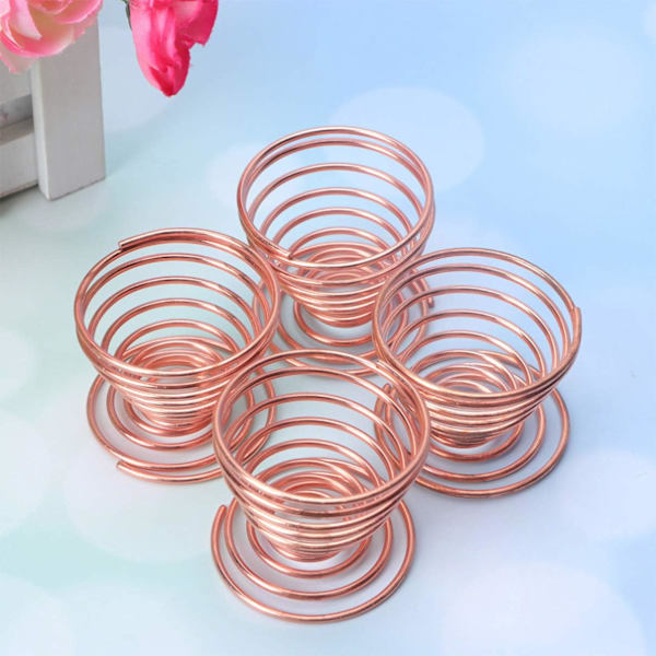 4 Stück Eierbecher aus Edelstahl, Mini-Federdraht, Eierhalter, Aufbewahrung für gekochte Eier, Ständer für Zuhause (Roségold) coppery