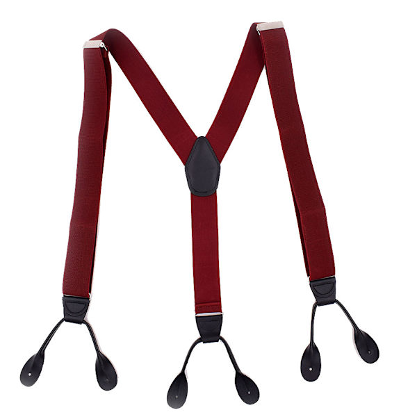 Unisex elastiska hängslen för män Justerbar byxhängslensknapp Wine red