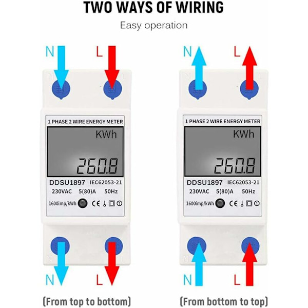 Enfas elmätare, 80A 220V digital power M