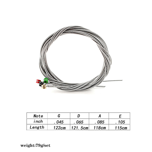 4 strenge elektrisk basstreng, 0,4 mm-1,0 mm rustfrit stål elektrisk bas strengeinstrument bas DIY Reparation basdele 5