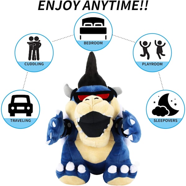 Super Mario Bowser Koopa gosedjur, Mario stuffed 12" blå