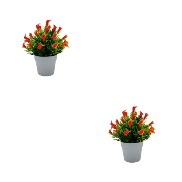 1/2 konstgjorda växter Bonsai inomhus eller utomhus faux blommor och sunset red 2PCS